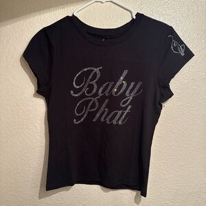Baby Phat Black Rhinestone Logo Tee